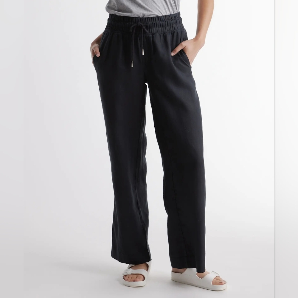 Quince Black Linen Wide Leg Pants
